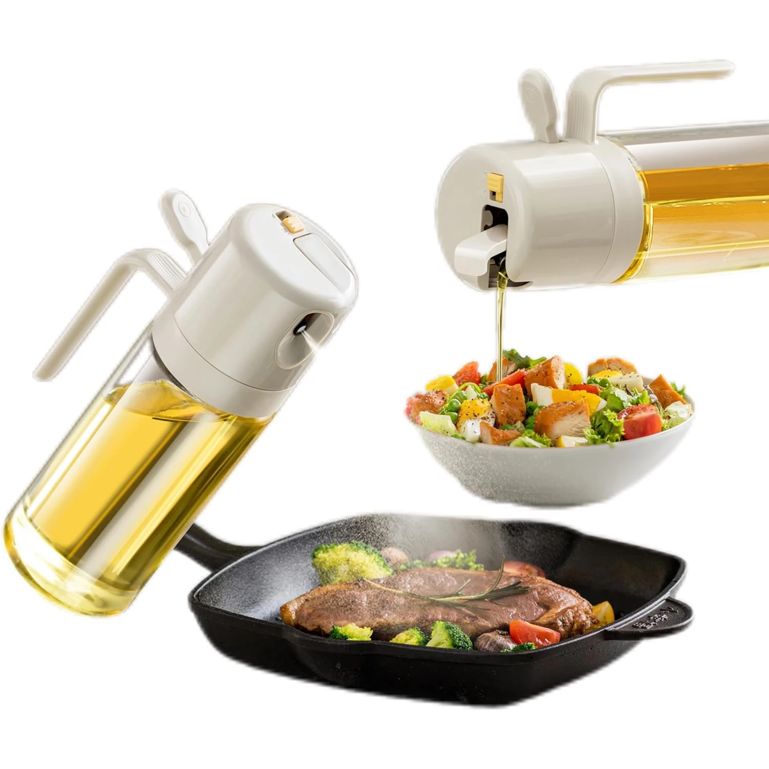 550ml 19.4 Oz 2 in 1 Olive Oil Dispenser Sprayer Bottle With Fine Mist Nozzle Oil Sprayer For Cooking