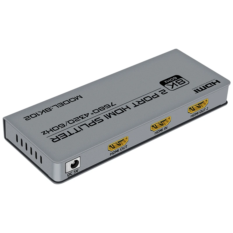 8K102 Fjgear Plug-And-Play Ultra Hd Video Splitter 7680*4320/60Hz 1 In 2 Out Hdmi 2.1 8K Splitter