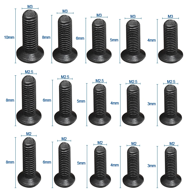 450PCS Carbon Steel Computer Notebook Laptop Screws Kit M2 M2.5 M3 Mini Countersunk Flat Head Phillips Machine Screws