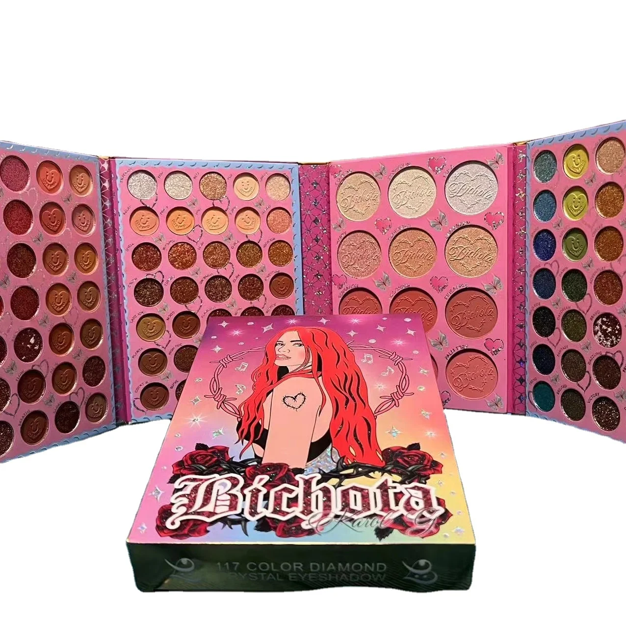 Hudanew Newest Karol G pallet High Pigment 4 Pages Vegen Eye Pallets maquillaje  eyeshadow book sombra de ojos