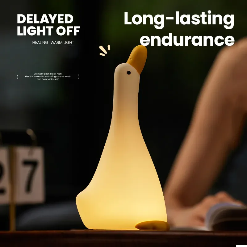 New Design Wholesale Hot Sale Silicone Night Light USB Charging Baby Room Dream Duck Led Night Lamp Sleep Night Light For Kids