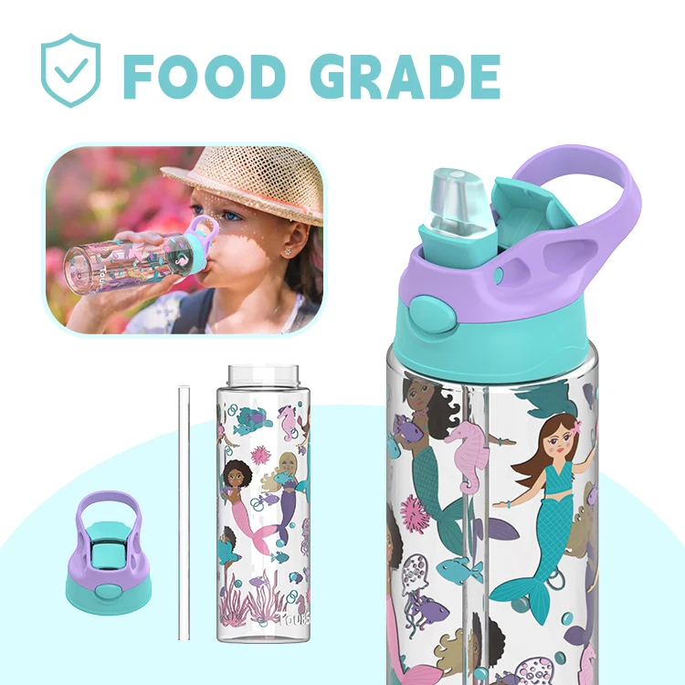 Детская цветная пластиковая бутылка с соломой для детей оптовая продажа