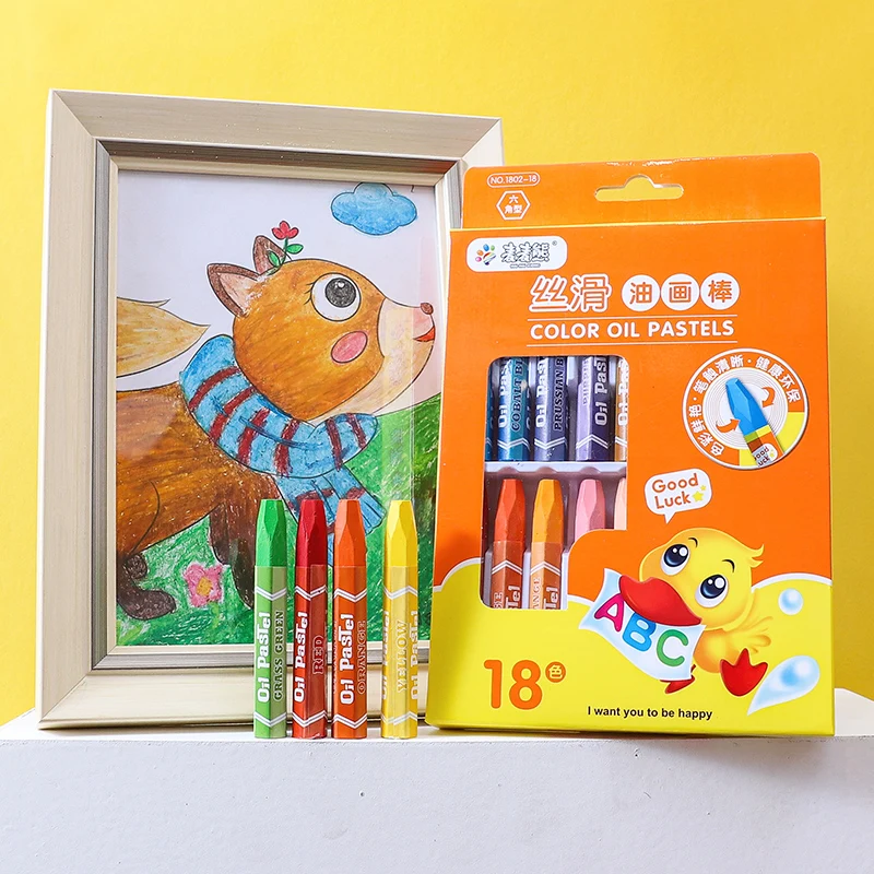Paintyou Cute Cartoon Hexagonal Shape Oil Pastel Crayons 12 Shades Non Toxic Oil Pastel Set for Kids Pass EN-71 Stationery Set
