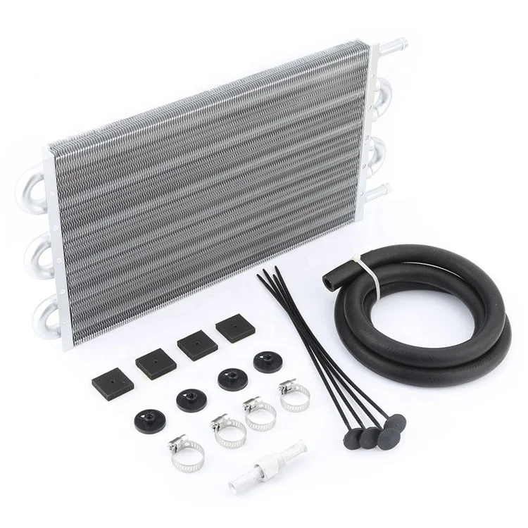 Aluminum 6 Row Transmission Oil Cooler Auto Manual Radiator Converter Kit