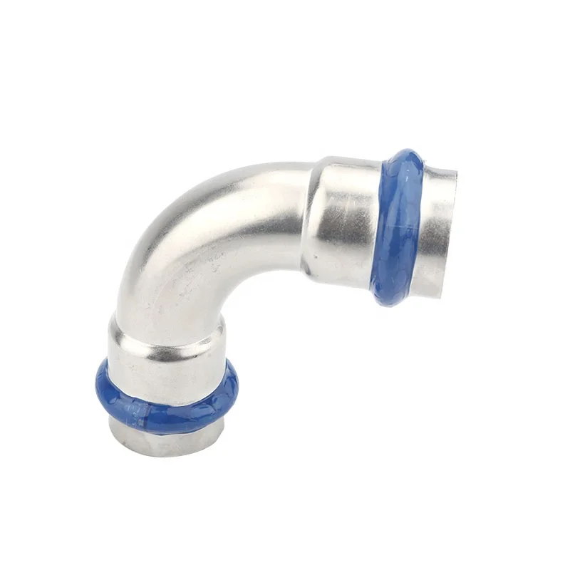 China Factory DVGW W534 1.4301 Stainless Steel V profile 90 Degree Bend Pipe Press Fitting