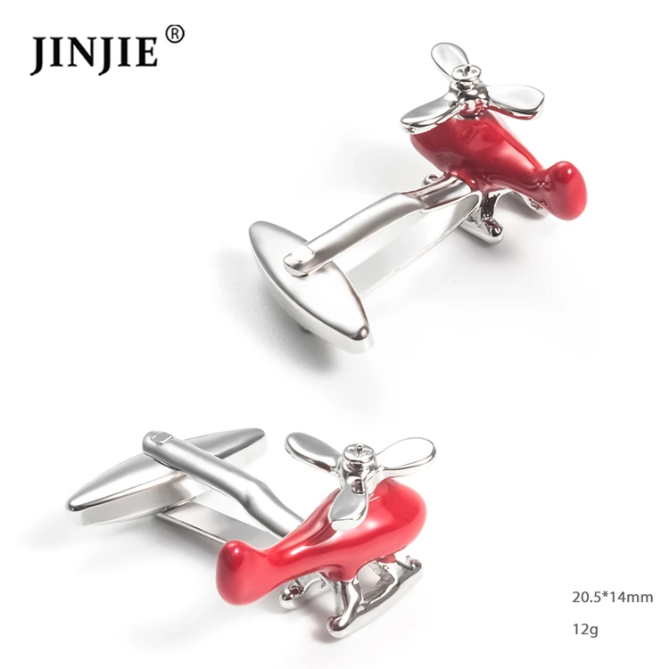Wholesale Chinese factory red helicopter cufflinks gift for men