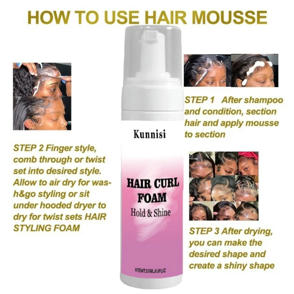 Coconut Curly Mousse Private Label Natural Shea Butter Hair Mousse foam Curly Mousse