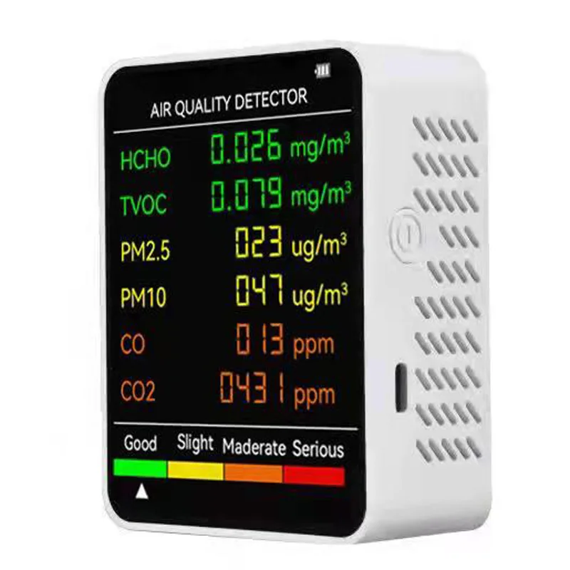 The New  6 In 1 PM2.5 PM10  HCHO TVOC  CO2 CO Air Quality Detector CO2 Formaldehyde Monitor Home Office Gas Analyzersr