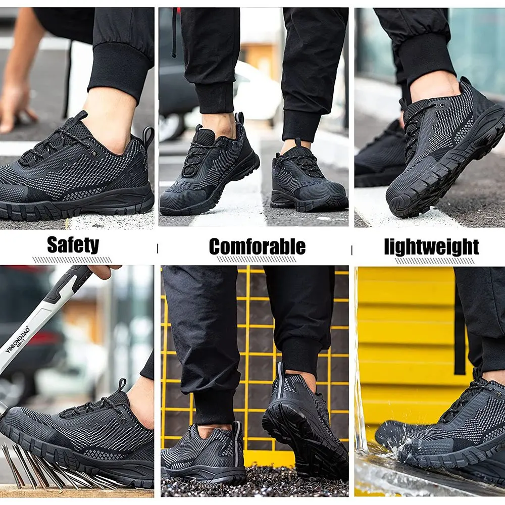 Waterproof Steel Toe Shoes for Men Comfy Lightweight Non-Slip Work Safety Shoes