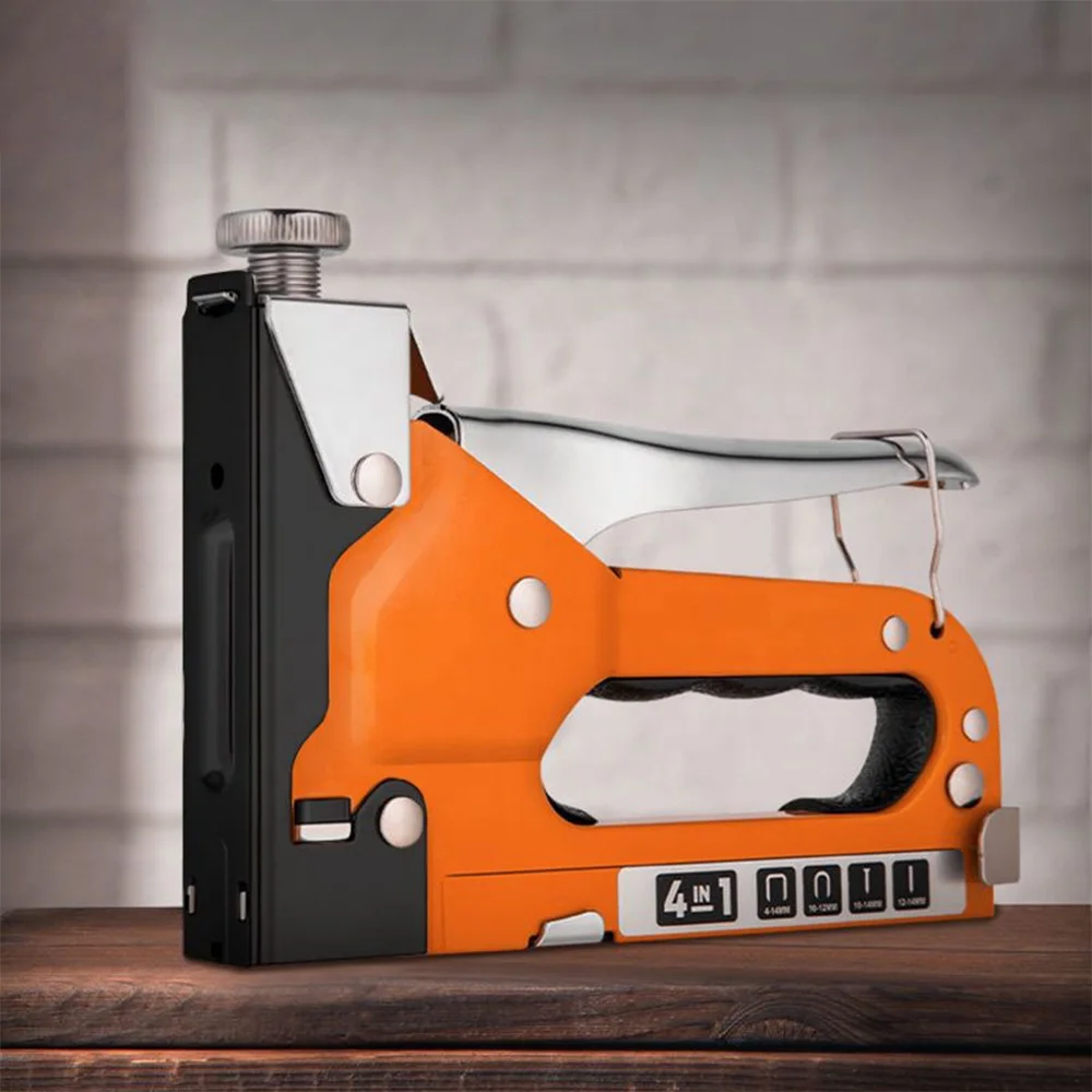 4 in 1 Heavy Duty Manual Nail Stapler Door Framing Finish Furniture Stapler Hand Tool Staple Gun