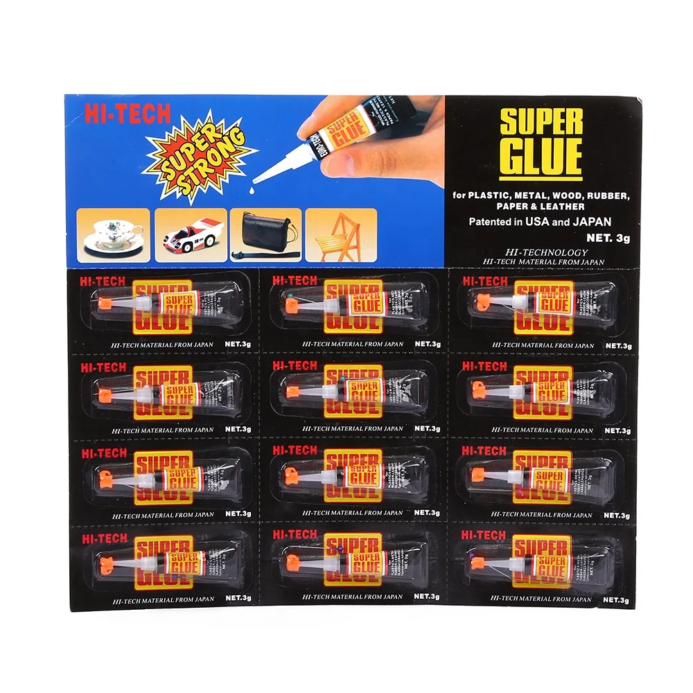 
Professional factory direct supplier ethyl cyanoacrylate 3g super glue for plastic/rubber/glass/metal/wood 