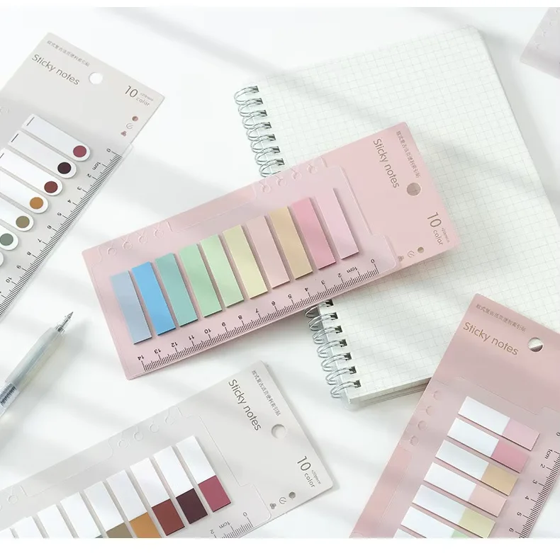 PET label sticker Morandi Color Index Memo Notepad schedule Planner Diary ruler portable Note paper School supplies