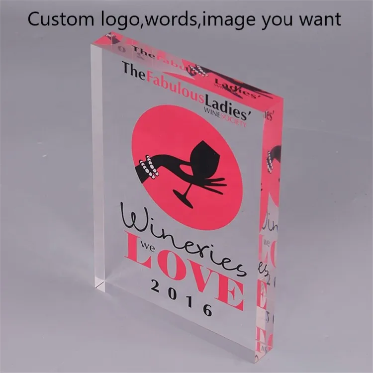Custom logo Heart Acrylic Block Cube clear Acrylic Heart Block Photo Frame