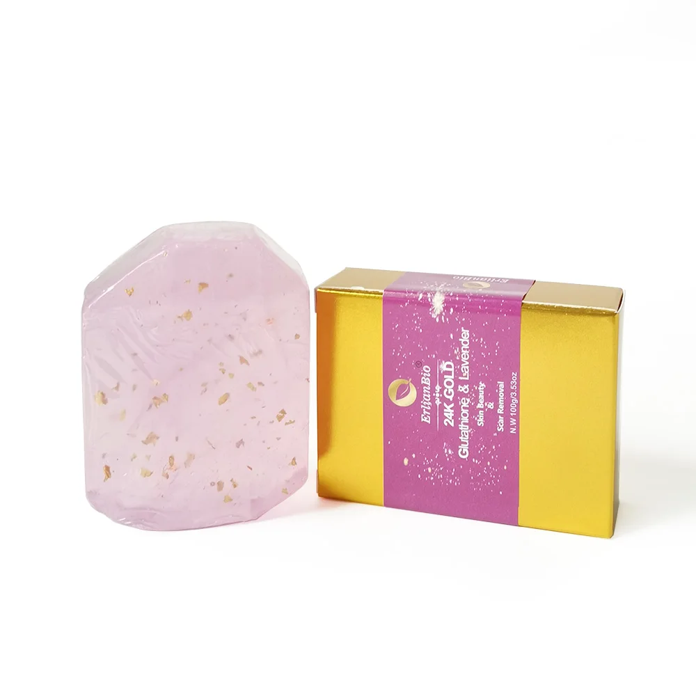 Top Quality Handmade Soap Natural Papaya Extract Whitening Soap 24k Gold Leaf Purple Soap