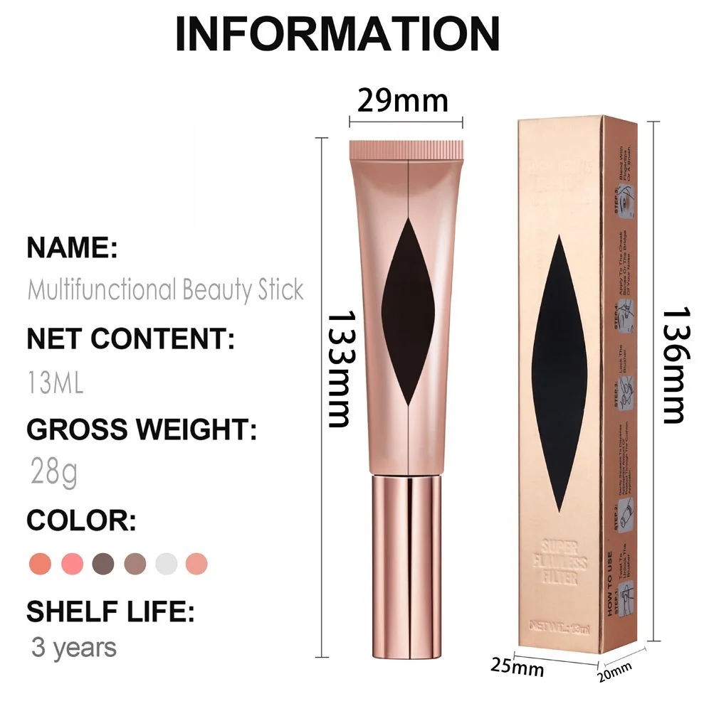 Newest Popular Liquid Blusher Stick Natural Matte Highlight Brightening 6 Colors Face Beauty Makeup Cosmetics Private Label
