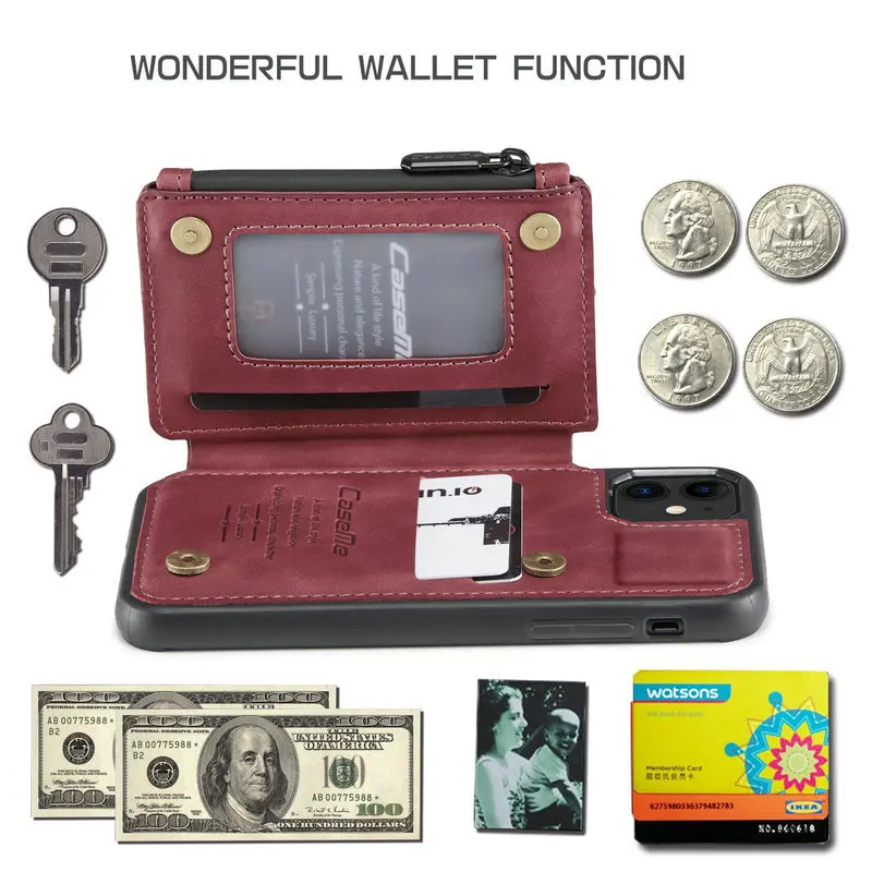 Mobile Phone & Accessories For iphone 12 11 Pro XS Max XR 7 8 Plus Leather Flip Phone Case Redmi Note 9 pro With RFID Zipper Cr