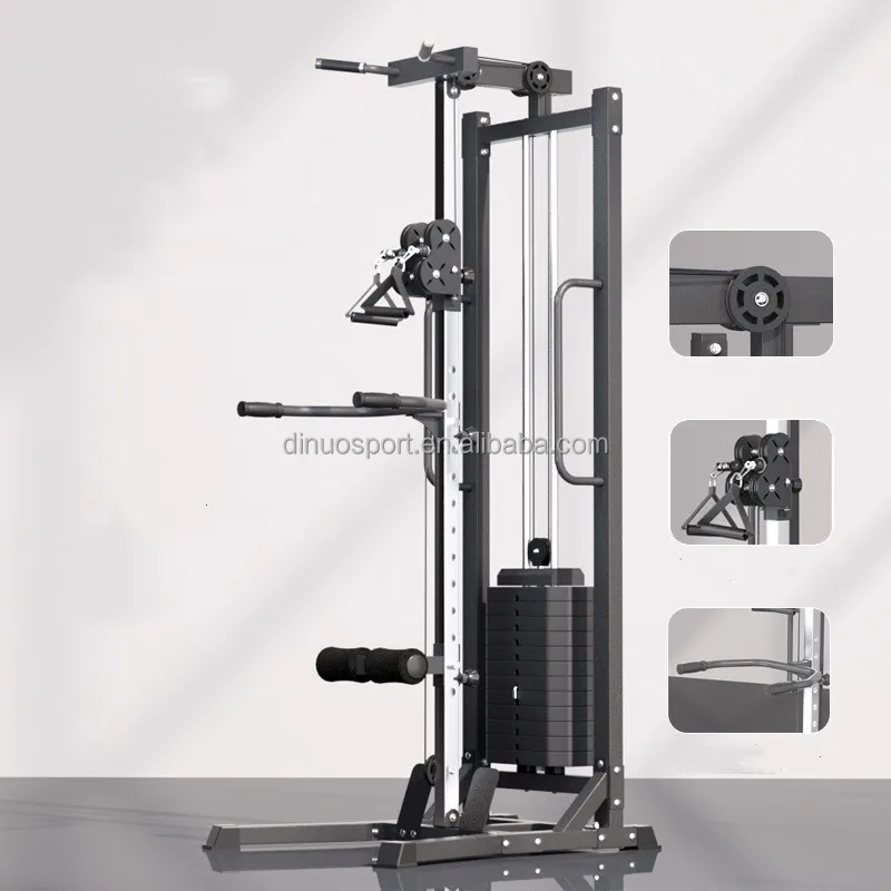 Home Using Adjustable Single-side  Wall Cable  Pulley  Lats Pull Down Bicep Tricep Rowing Trainer Plate Loaded  Machine