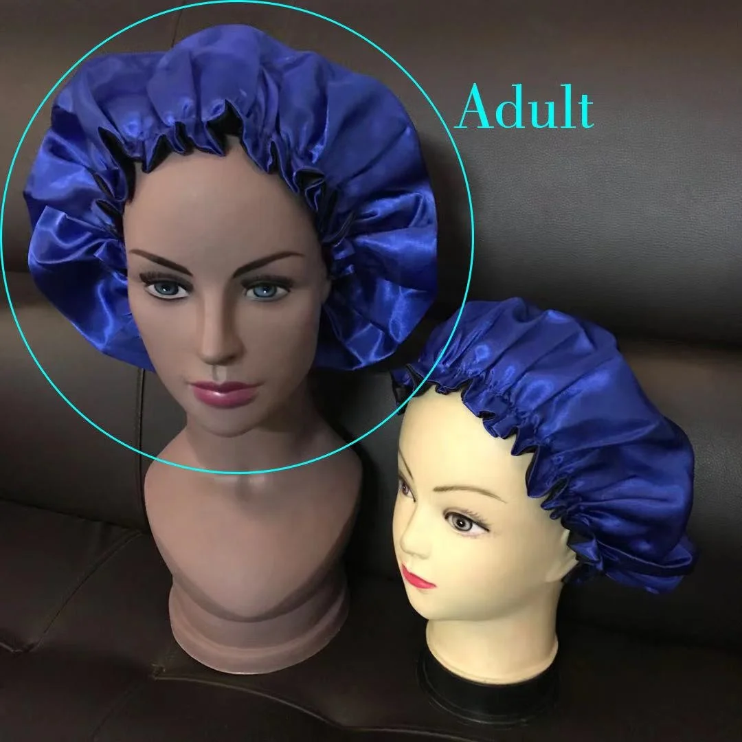 Двухслойная Регулируемая пользовательская атласная большая шапочка для волос атласная или шелковая шапочка