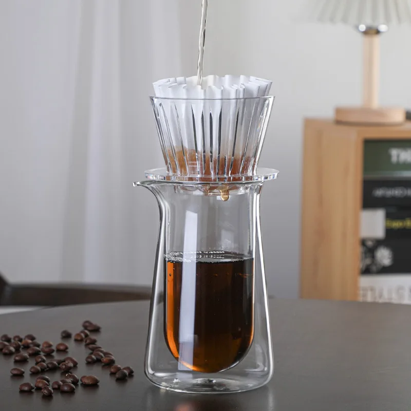 New Design Heat Insulating Drip Coffee Maker Glass Coffee Server With Coffee Dripper