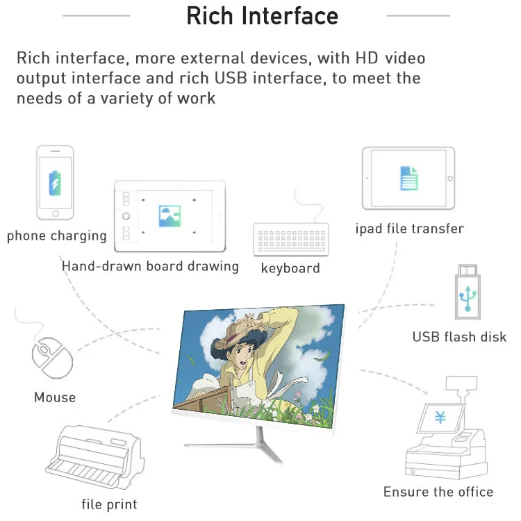  Hot Sale Wholesale 21.5 27 23.8 inch i7 8gb 5th Gen Desktop All In One Computer PC Curved i3 i5 For