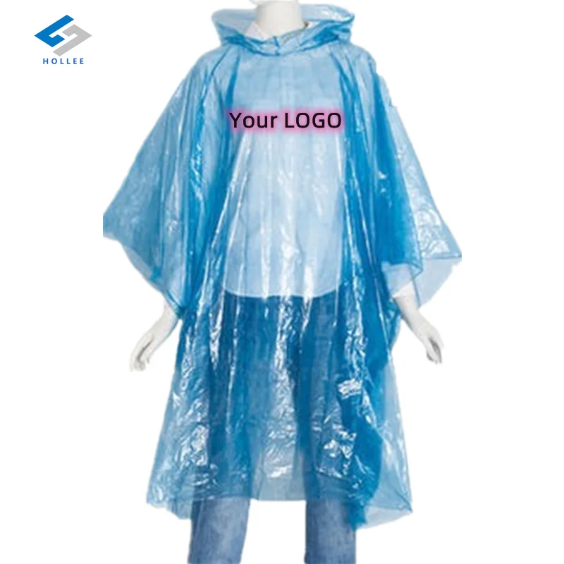4 colors promotional disposable PE rain coat rain poncho with custom LOGO