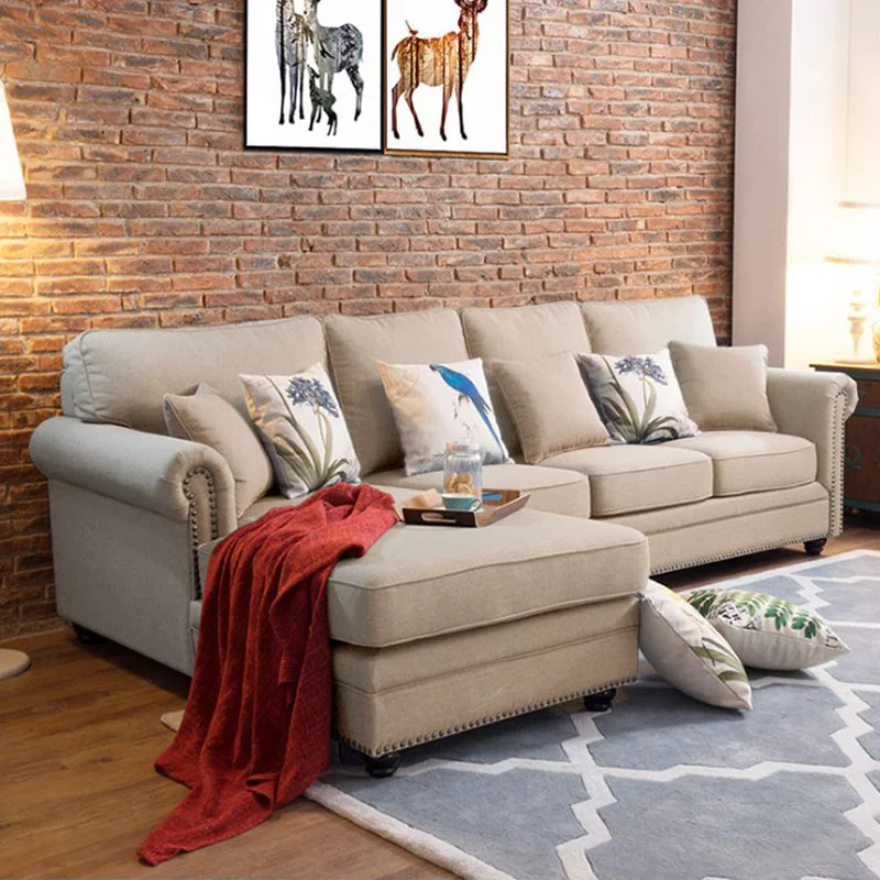 luxury living room sofas 3 seaters  loveseats sectional sofa white fabric modern American style chesterfield sofa