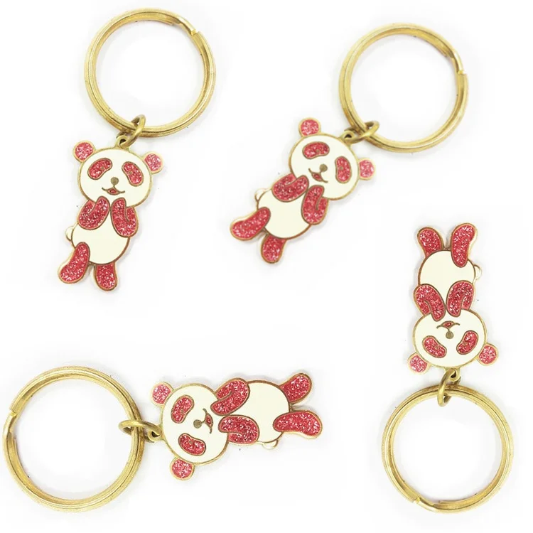 OEM Metal Key chains Custom sublimation Panda Enamel keychain Cute souvenir for school gifts