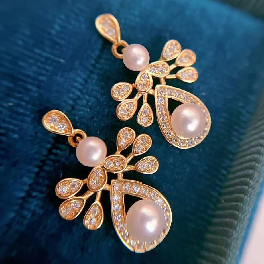 Fireworks Waterdrop Stud Earrings with 3-6mm Pearl Earrings Special Offer 925 Sterling Silver New Gold Plated Trendy Women