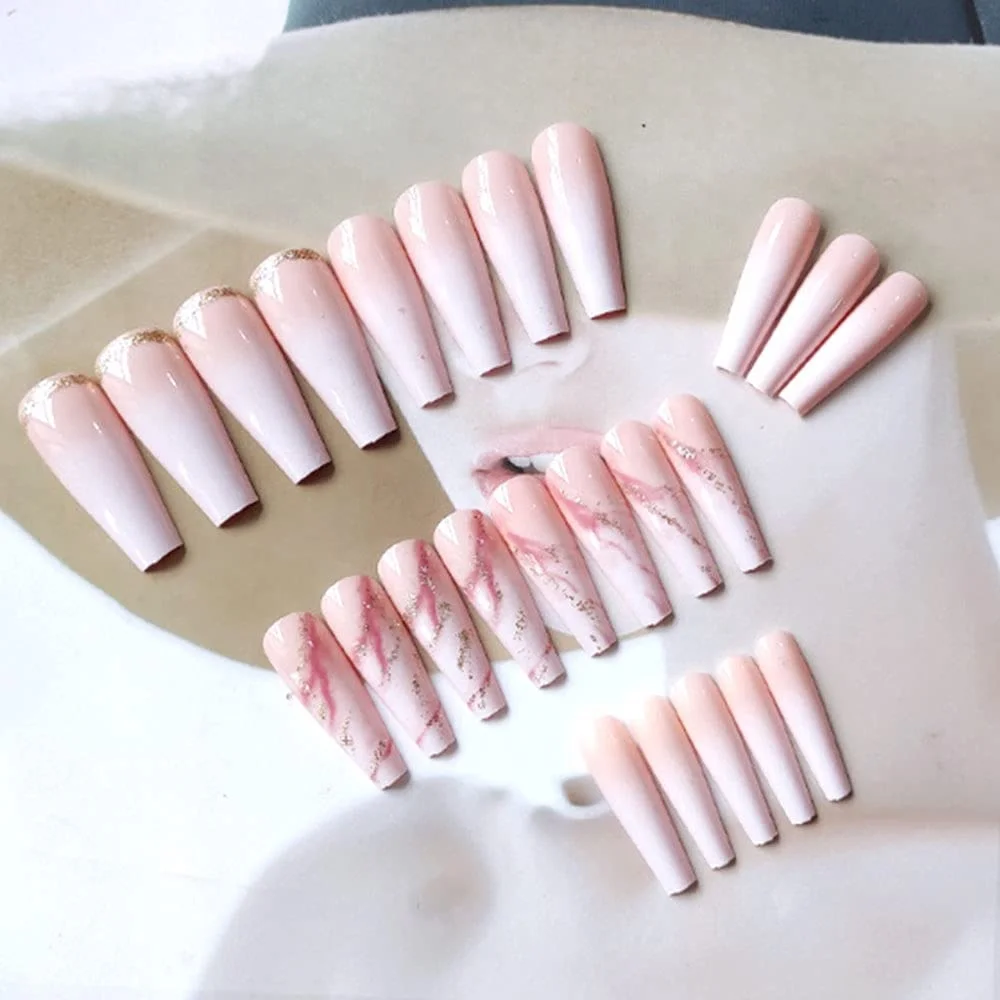 24pcs Wholesale Full Cover False Nails Nude Style Short Press on Nails Artificial Fingernails Luxury Design for Women