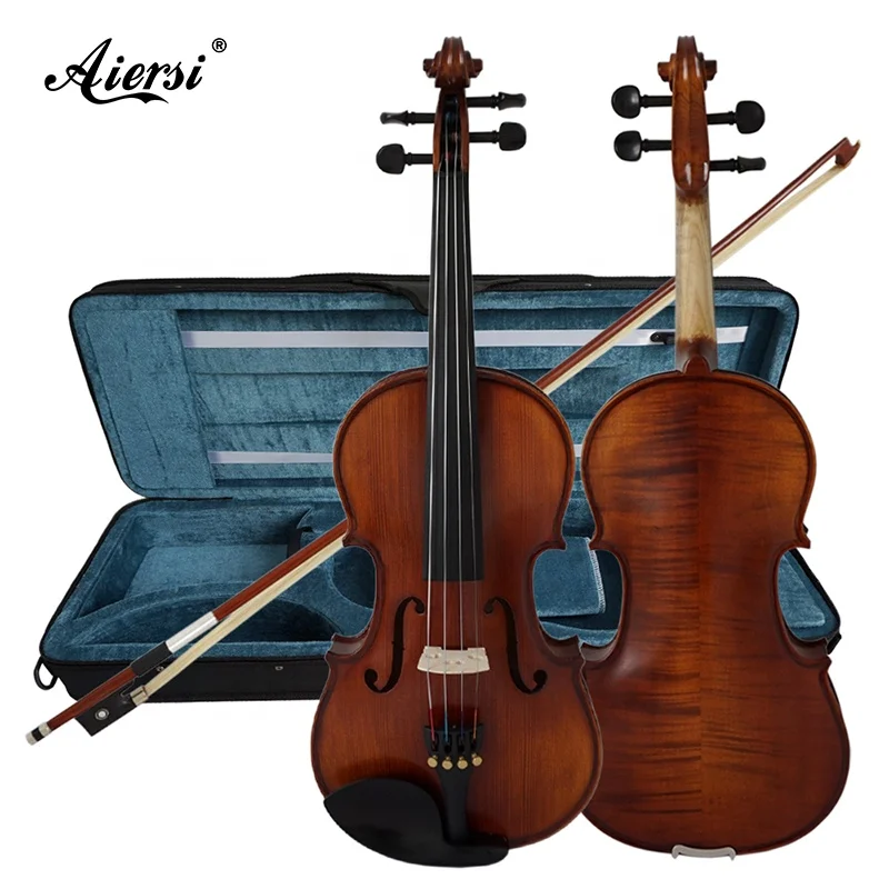 Wholesale Violin 4/4 Professional Solid Flame Maple Dark Matte Red Brown Color Arrange Accessories Made in