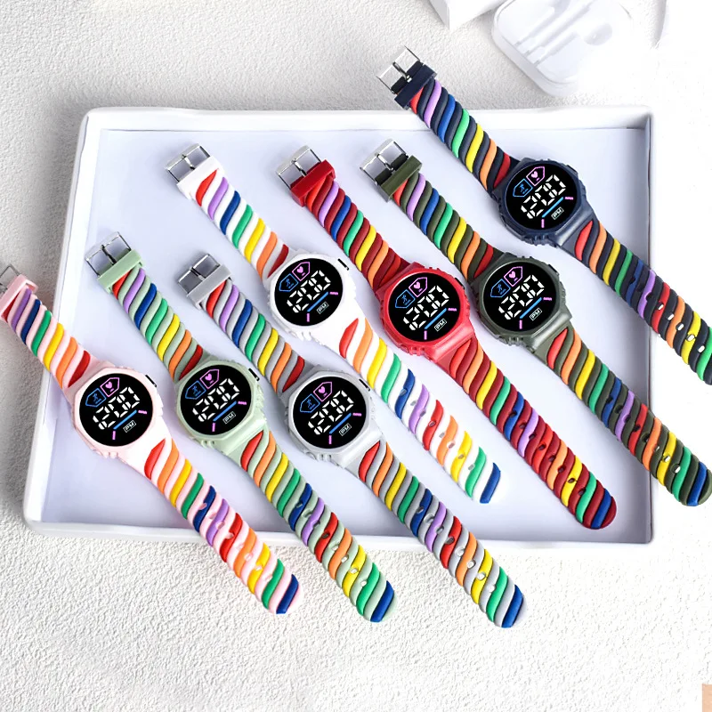LED Display Watch F17 Rainbow electronic outdoor Watch Water Resistant Electronic Wristwatch for Teenagers Students
