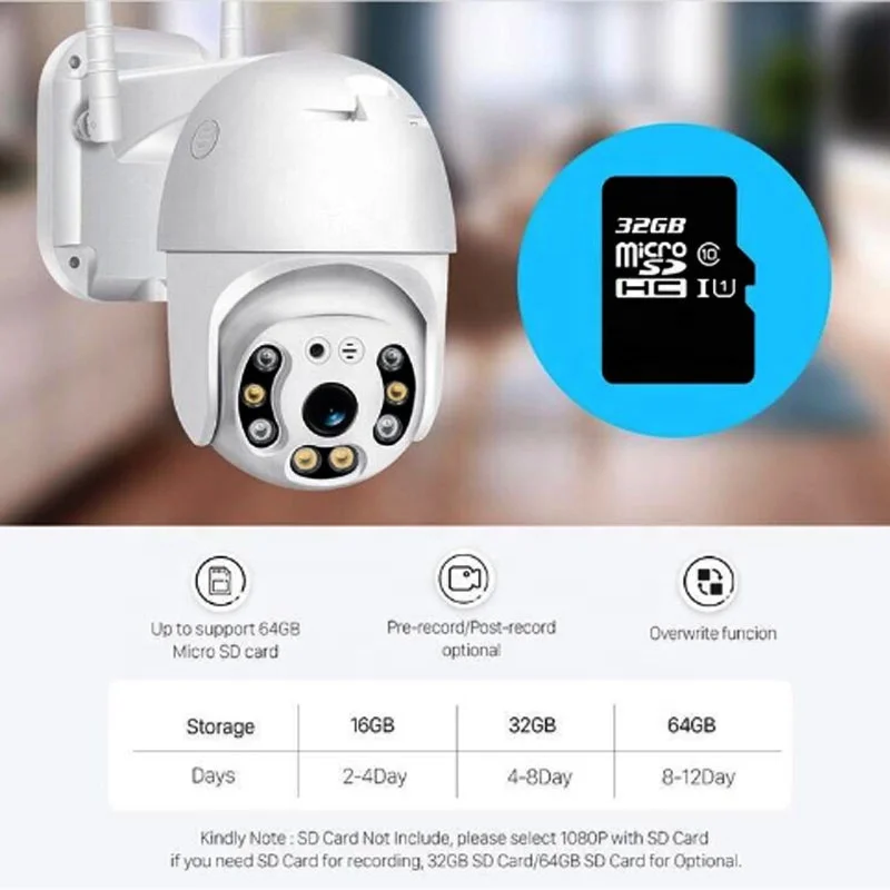  2021 новая модель 1080P ptz wifi камера с водонепроницаемым и ночным видением красочная yoosee v380