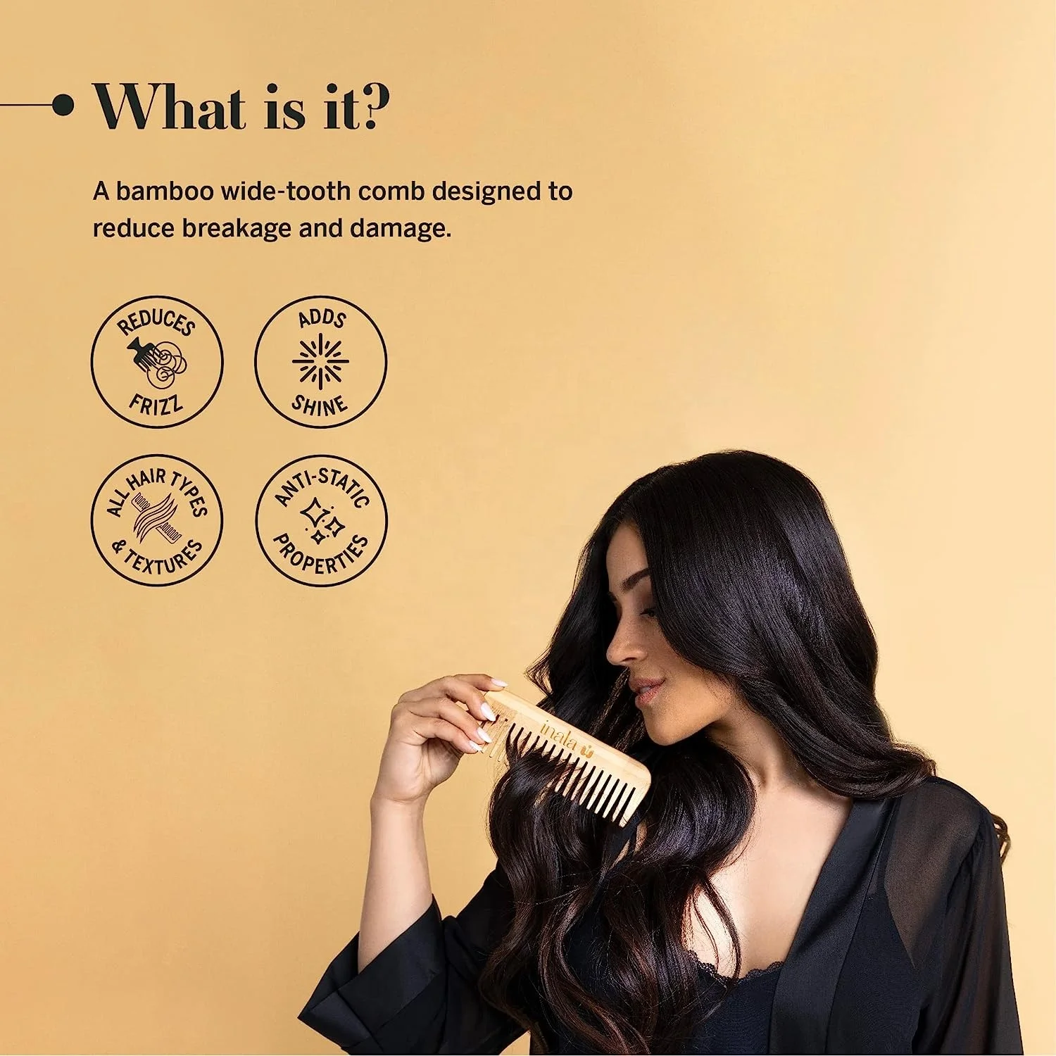 Wholesale Customized Logo Wide Tooth Comb 100% Natural Wood Bamboo Comb Biodegradable with Cotton Bag