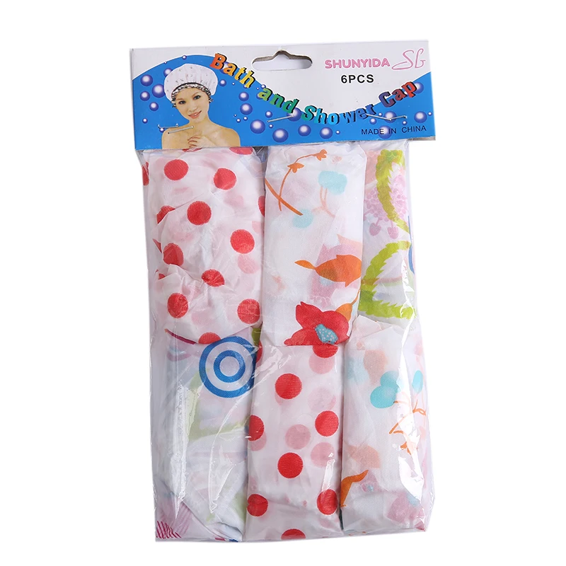 6 pcs waterproof shower head hat cover elastic for reusable non-fading Soft Comfortable bath hat
