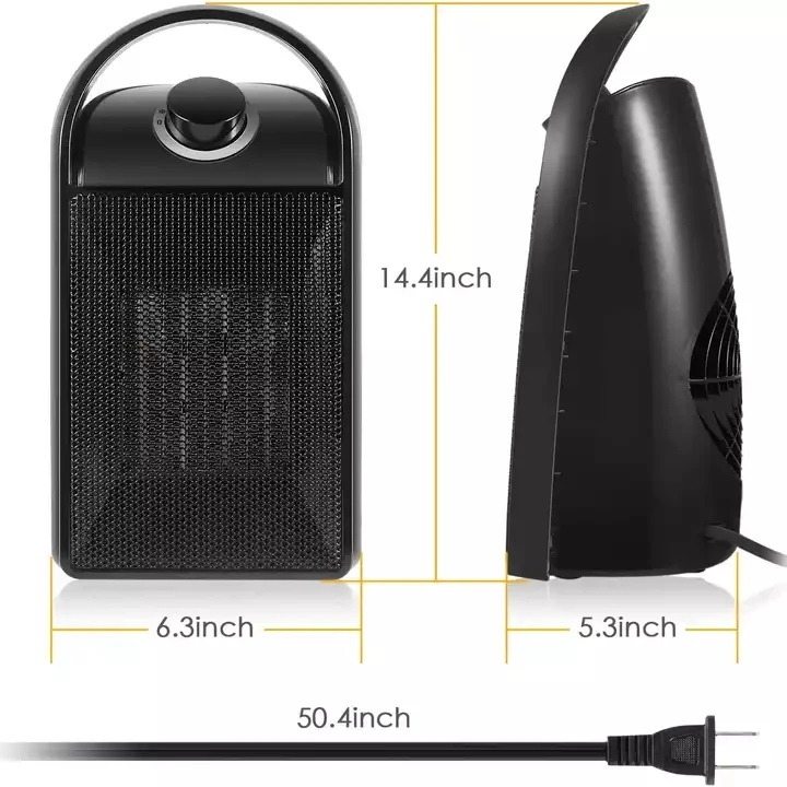 1500W/750W Ceramic Heater Fan with Thermostat Safe and Quiet for Office Room Desk Indoor Use