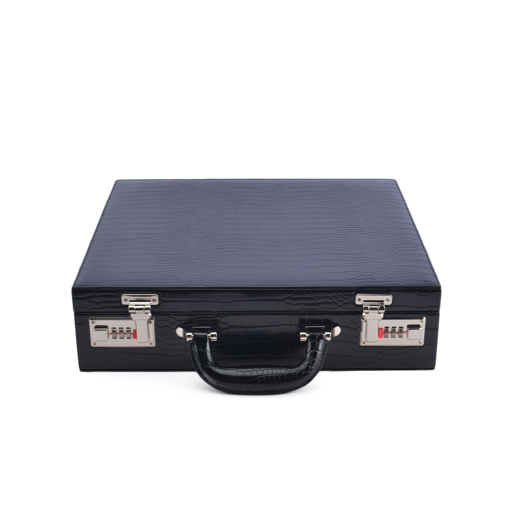 Luxury Black Alligator Crocodile PU Leather 10 Slot Watch Jewellery Briefcase Watch Packing Display Storage Organizer Box