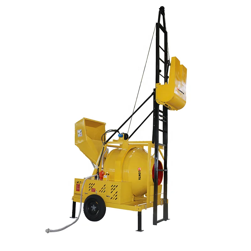 LONTA JZC350DHL 350L 4 Bags Cement Lifting Self Loading mescladoras de cemento Diesel  Cement Concrete Mixer Machine With Ladder
