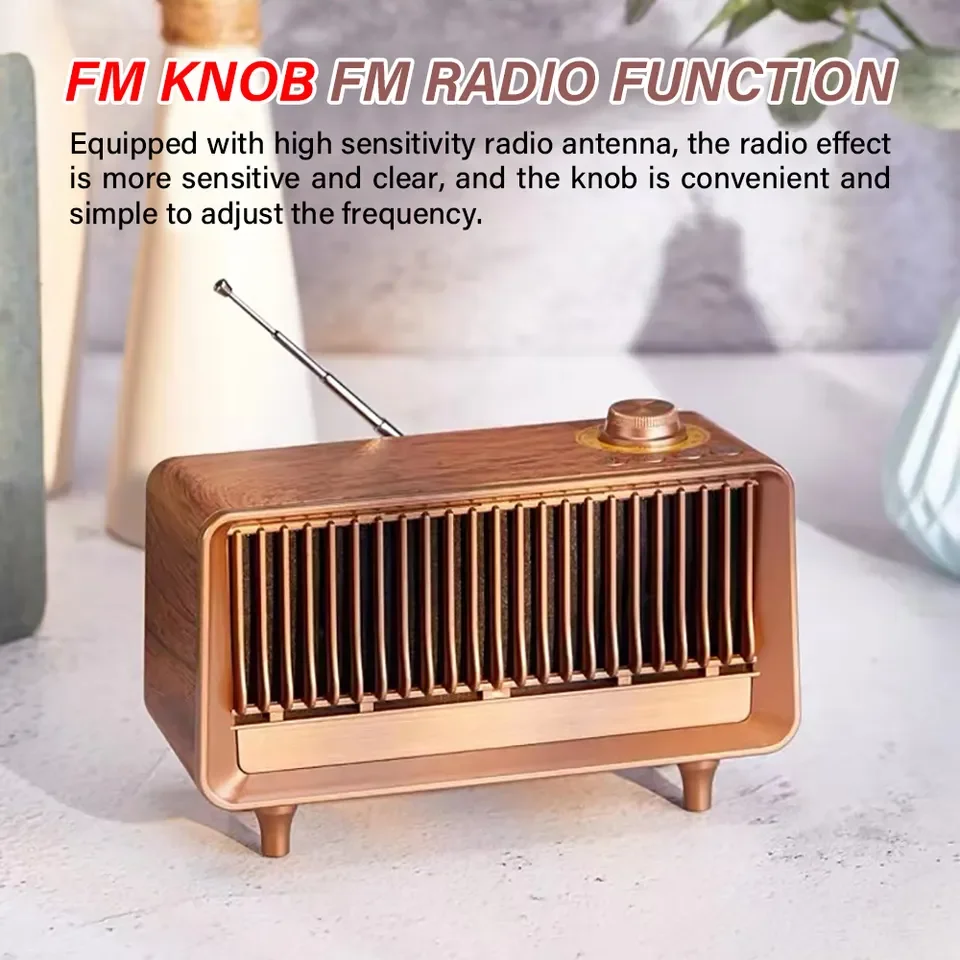 New AS25 Classic Design Vintage Speakers FM Radio Retro subwoofer speaker with SD Player