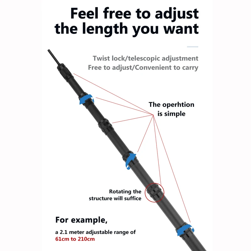 3m carbon fiber foldable collapsible pole telescoping tubes custom carbon fiber telescopic pole