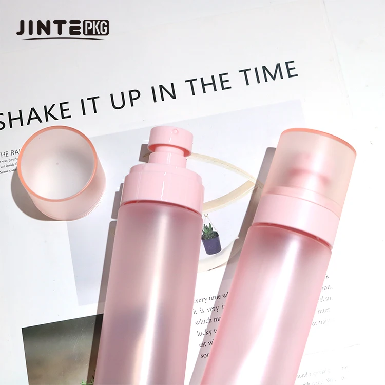 Wholesales Empty 100ml 120ml 150ml  PET Cosmetics Frosted Pink Spray Bottle Perfumes Liquid  4OZ 5OZ Bottle with Mist spray