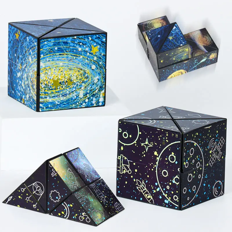 Thinking Exercise Infinite Magic Cube Puzzle Fidget Stress Cubes Star Sequin Folding Shape Shifting Box Infinity Cube Toy