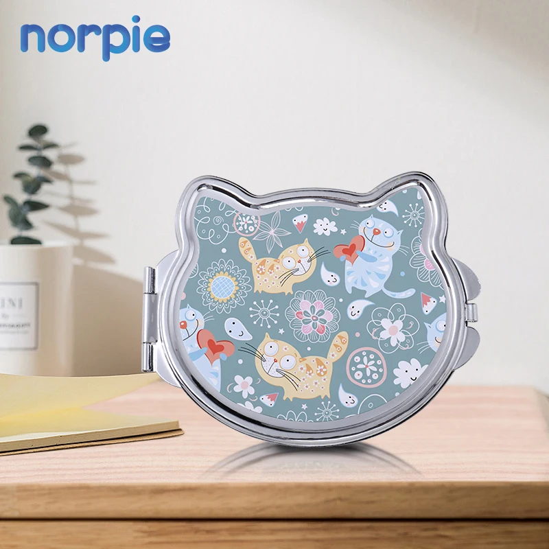 Metal Mirror Cosmetic Pocket Mirror Cat Shape Sublimation Compact Mirror