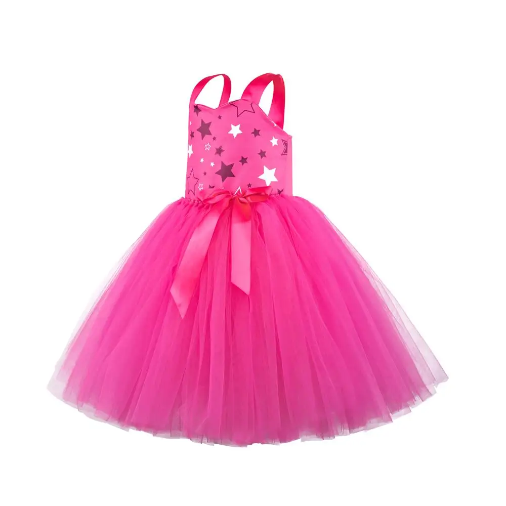 Newest Movie Hot Pink Dress Evening Cosplay Costume Real Life Film Dress Gown Halloween For Woman and Girls Tutu Dress