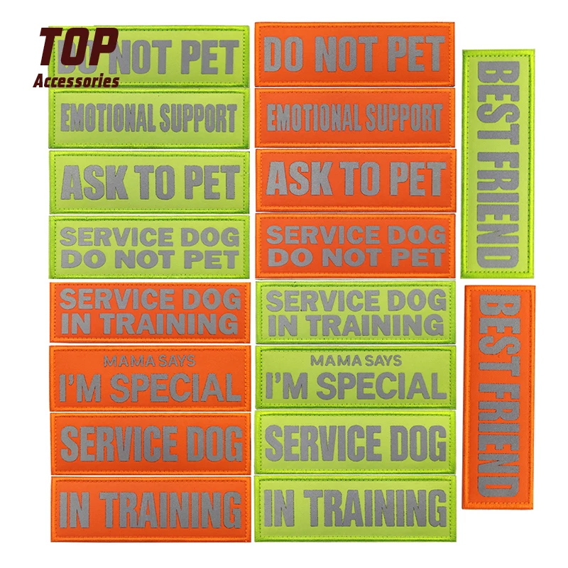 Reflective Hook and Loop Embroidery in Training Service Dog Patches Handmade Patches for Clothes Embroidered Fabric Cotton PVC