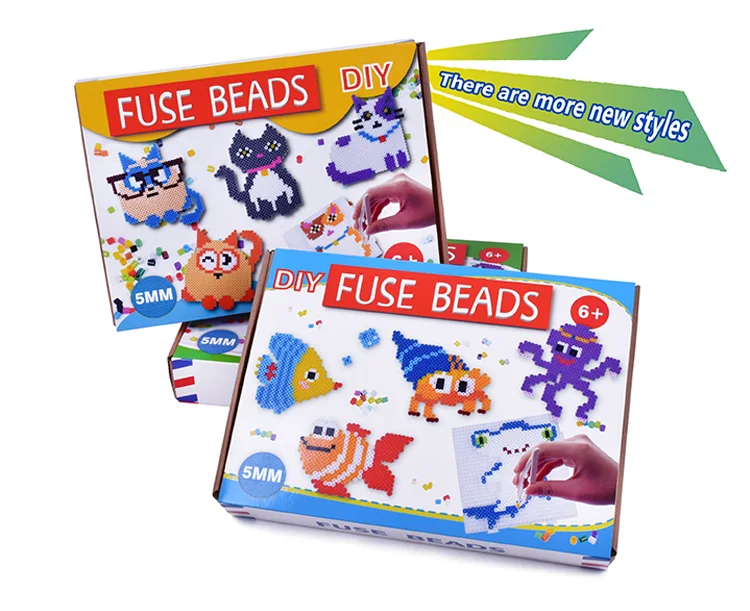 Kids Diy 24 Colors Ironing Beads Educational Toys Plastic 5mm Hama Fused Beads Fish Cartoon Patterns Perler Beads