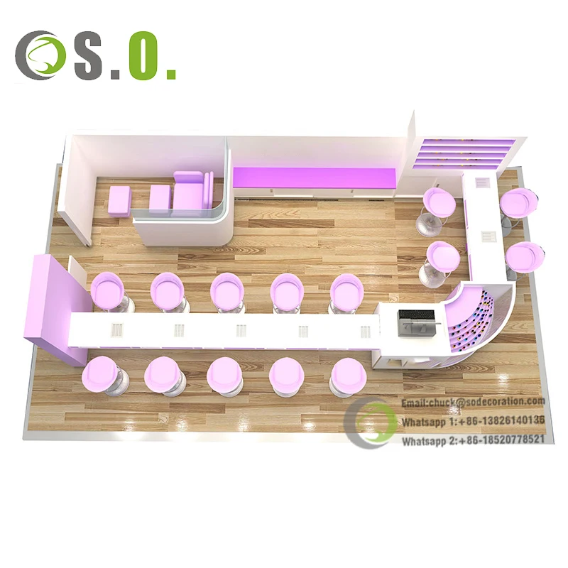 Factory Direct Sale Nail Bar Kiosk Beauty Bar Kiosk Modern Design Nail Bar Kiosk For Manicure