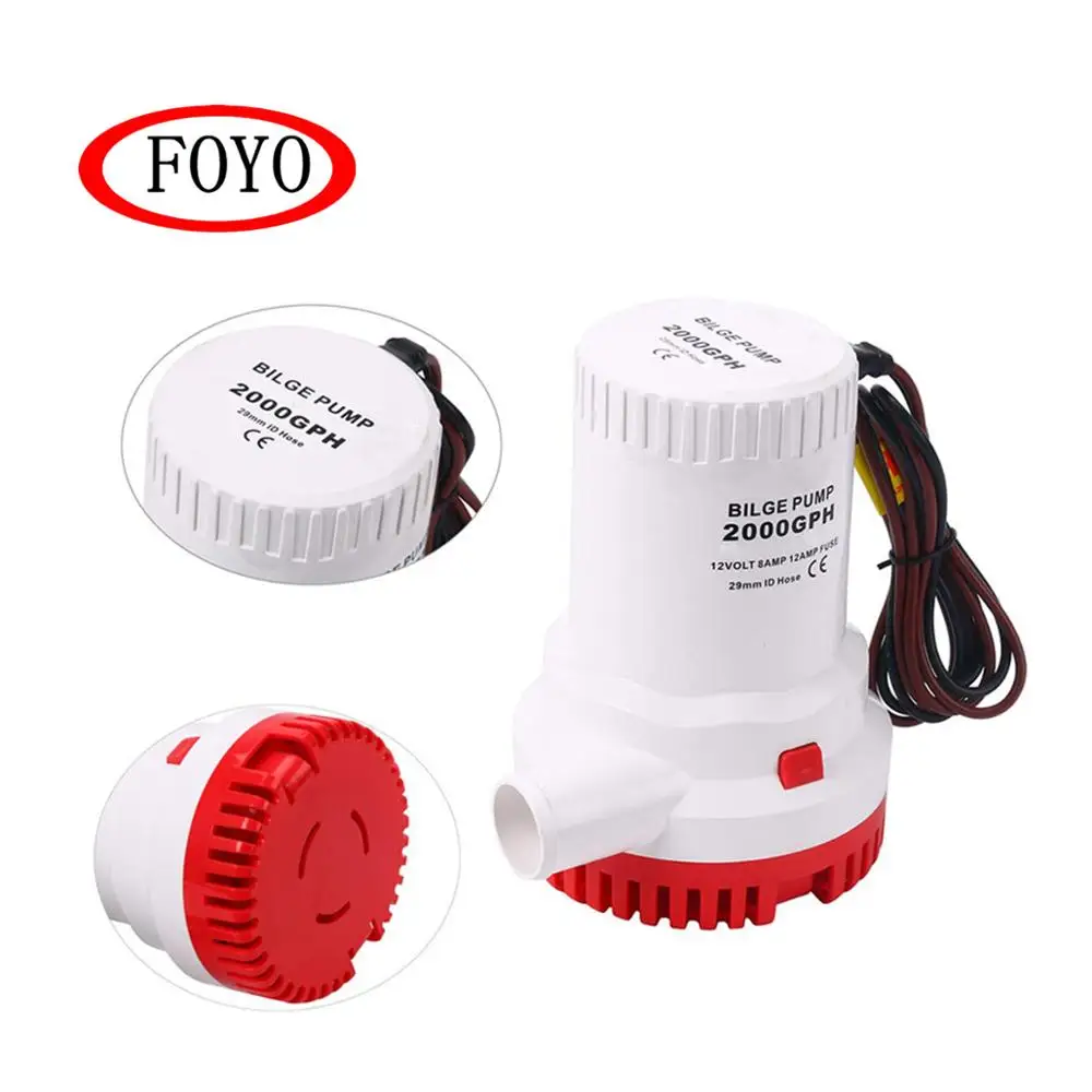 FOYO Brand 24V 2000 GPH Boat Marine Electric Submersible Bilge Pump with Hose ID 29mm electric submersible pump price