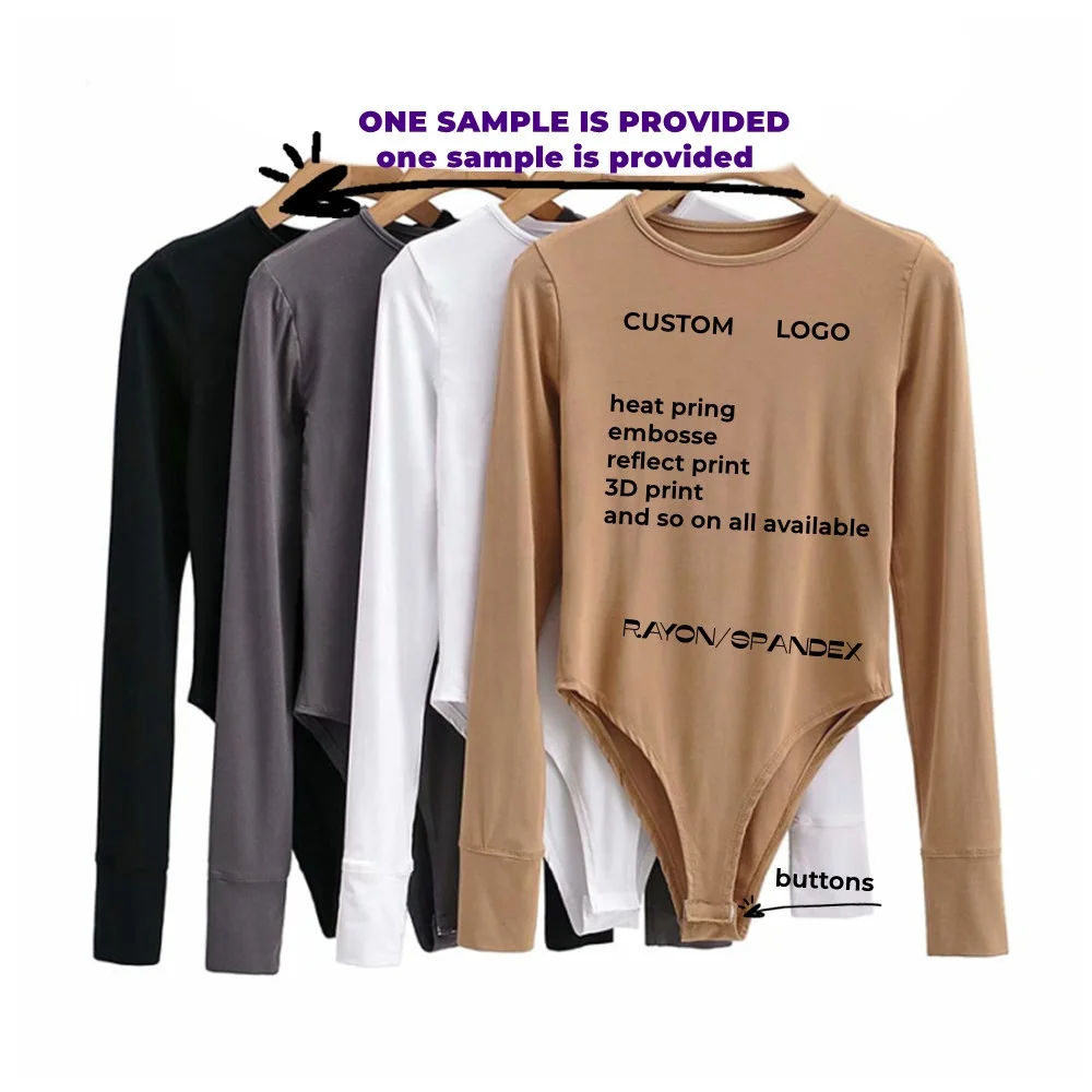 Solid Color Spandex Bodysuits Printed Strapless Long Sleeve Skinny Ladies Jumpsuits With Button women Cami Jumpsuit