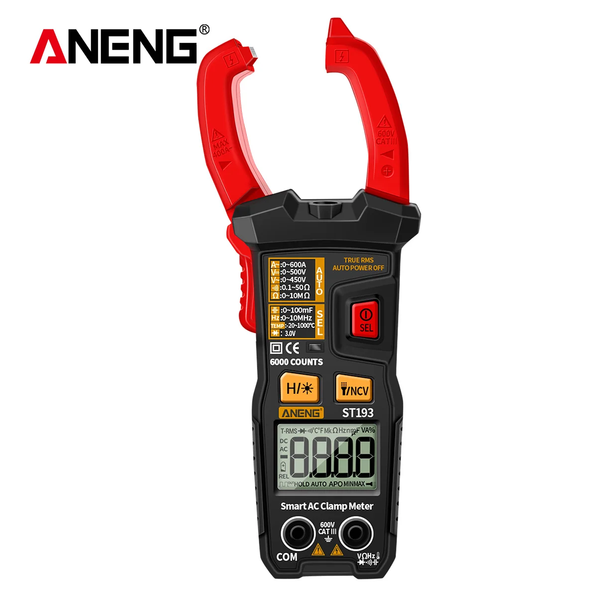 ANENG ST193 Digital 6000 Count True RMS Multimeter Clamp Meter AC Current Clamp Voltage Car Tester Hz Capacitance Ohm Tool