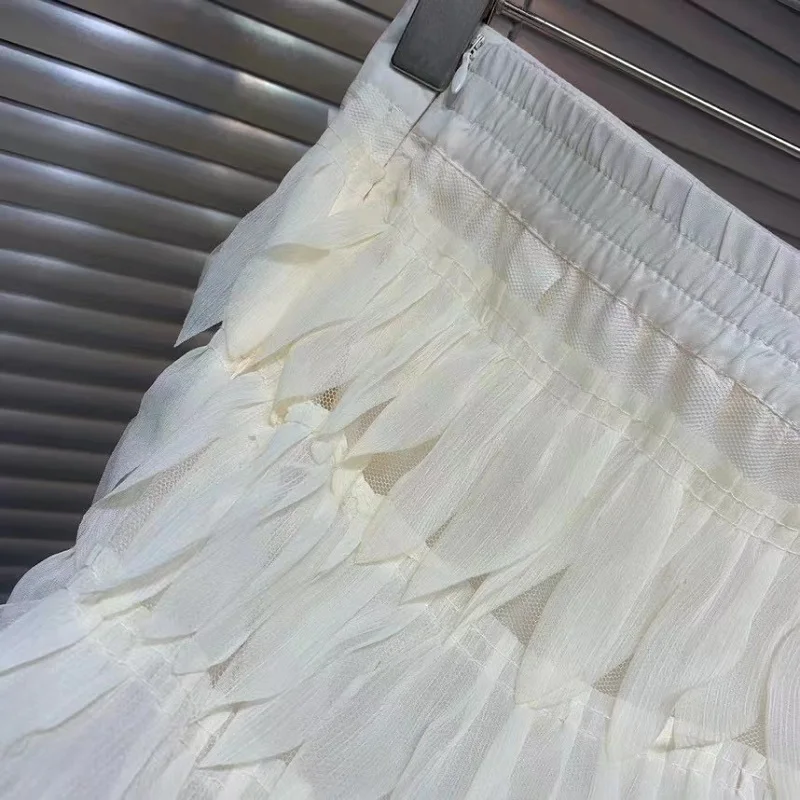 New 2023 Autumn Long Skirts High Quality Ladies Allover Flower Deco Casual Long Beige Black Elegant Long Party Skirts Clothes